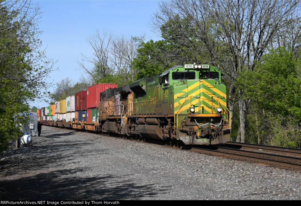 NS 1072 leads intermodal NS 268 east past CP SULLY